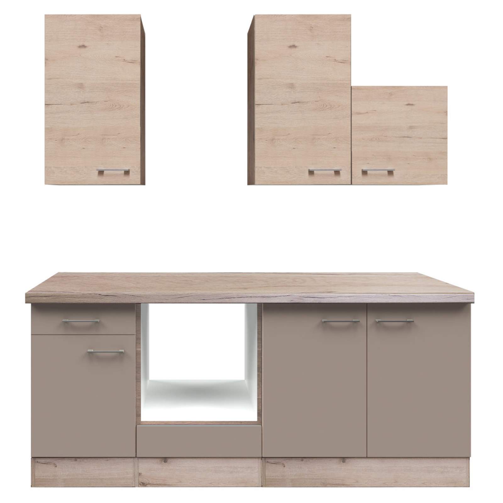 Küchenblock RIVA - Quarz-Cubanit-San Remo Eiche - 210 cm