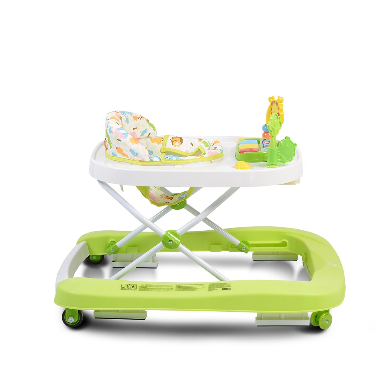 Moni Lauflernwagen Zoo 2 in 1, Spielcenter, Schwenkräder vorne, hohe Rückenlehne grün