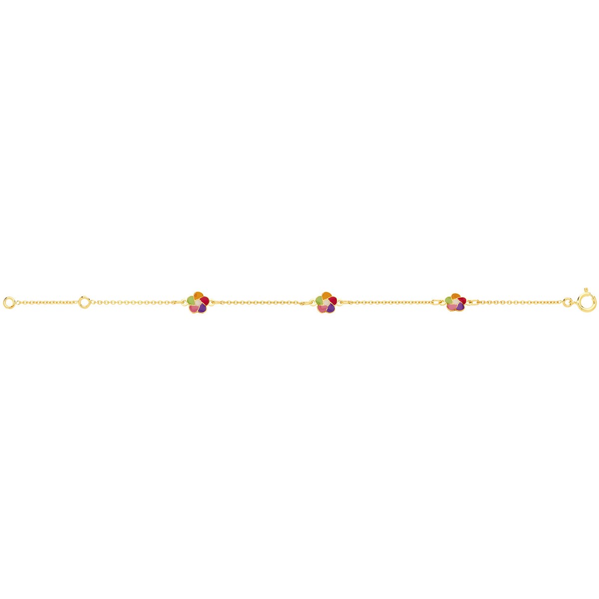 Bracelet enfant or 18 carats fleurs multicolores