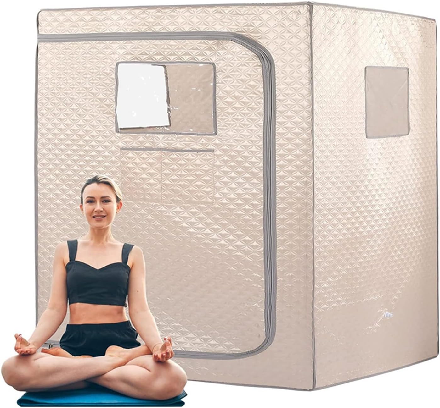 2-Personen-Doppelsauna-Spa in voller Größe, tragbares Dampfsauna-Zelt – zur Entspannung und Entgiftung | Schnelleres Aufheizen, Allround-Dampfsauna | Schwarzgrau (Champagne Gray 1)
