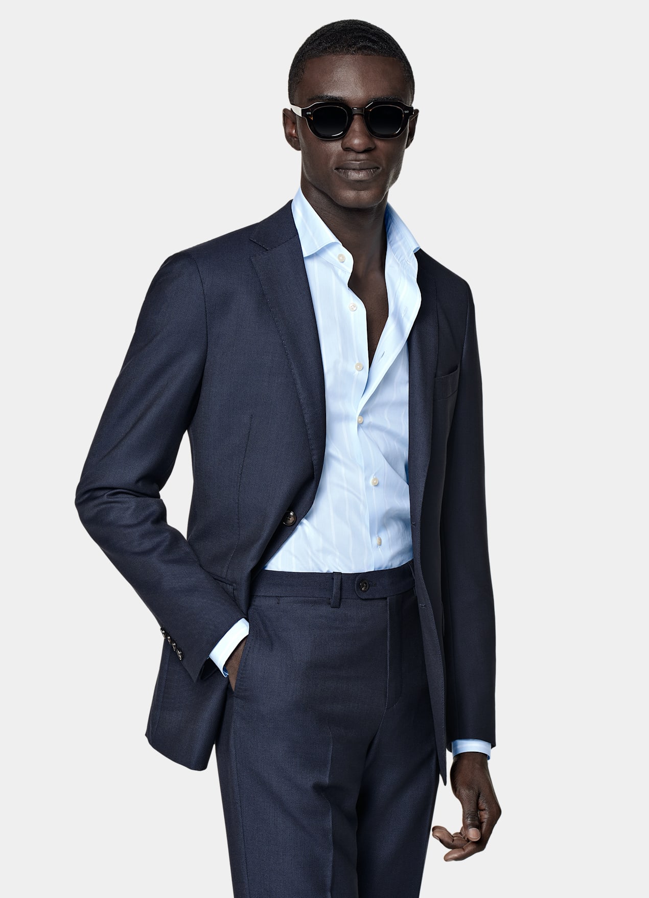 Veste de costume Sienna coupe Tailored bleu marine œil-de-perdrix
