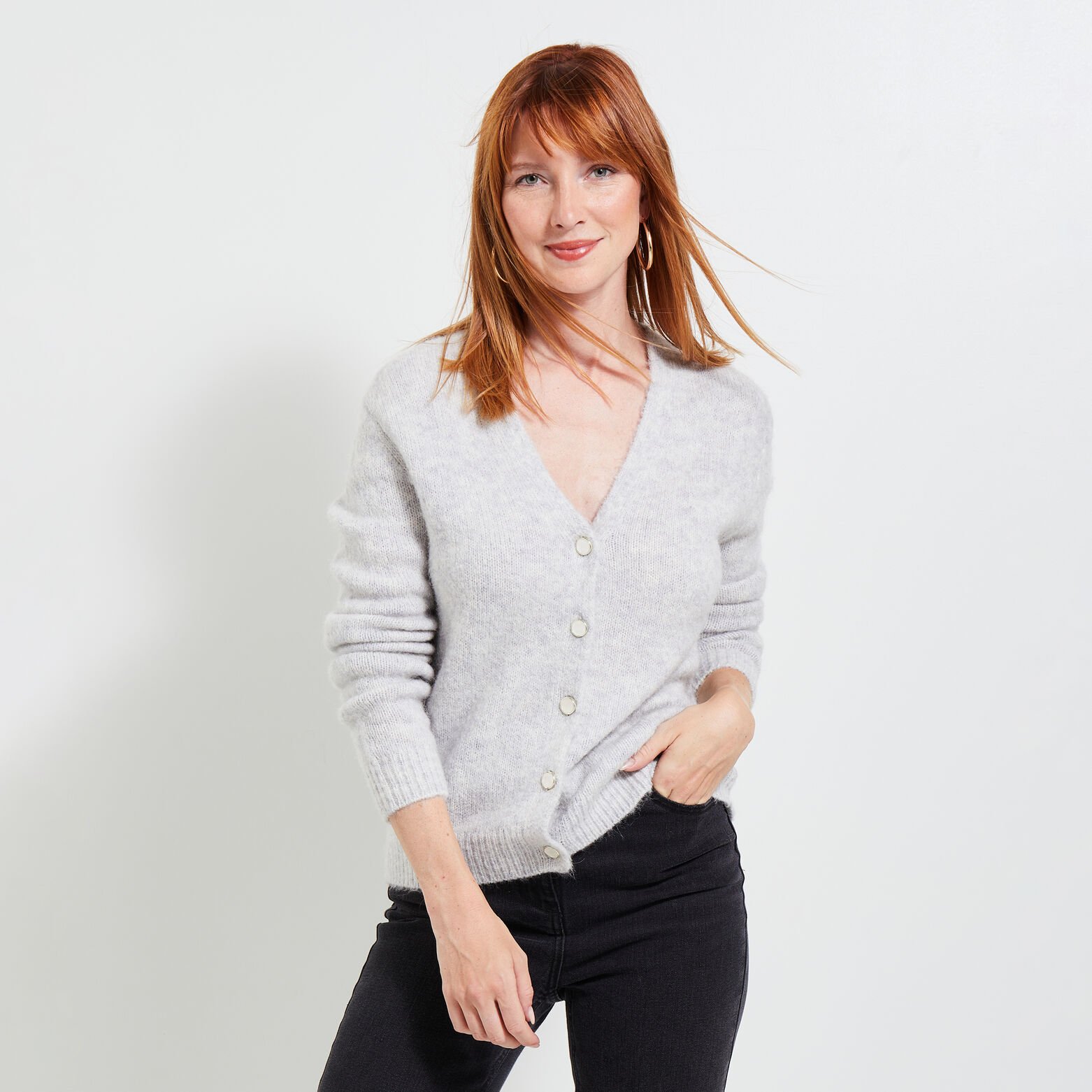 Gilet col V femme