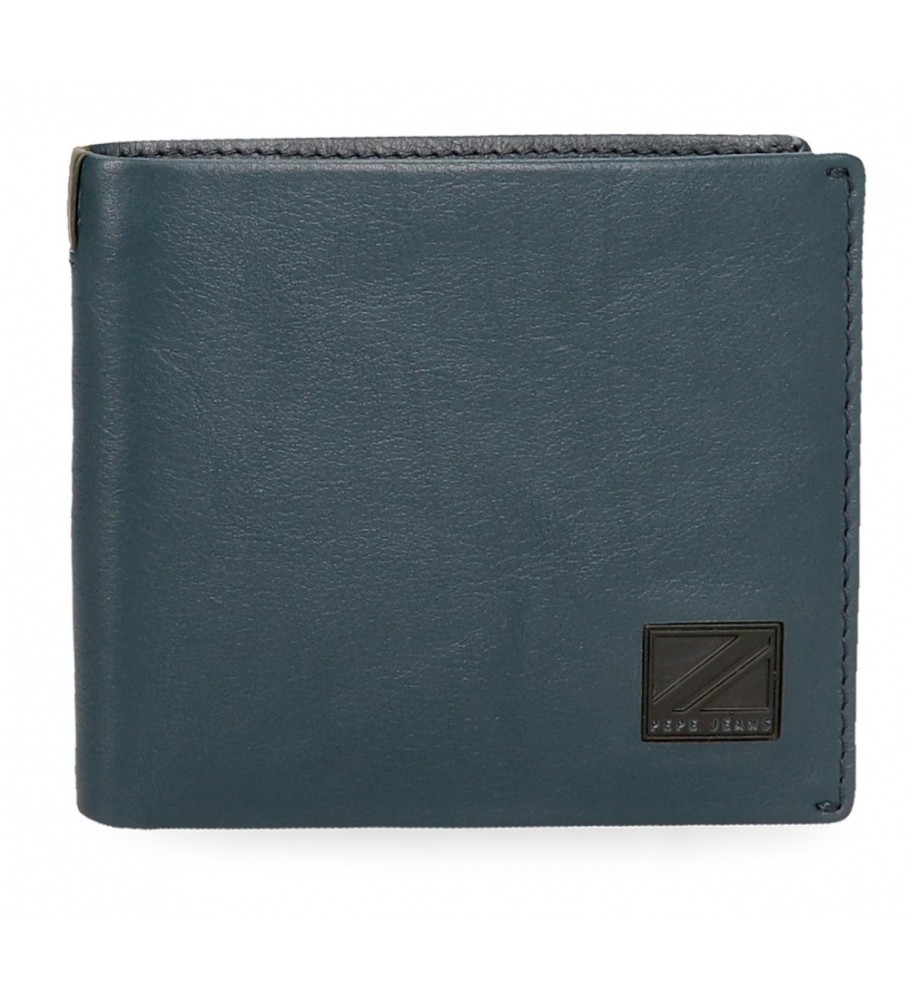 Carteira Pepe Jeans Marshal em couro com porta-cartões, azul marinho