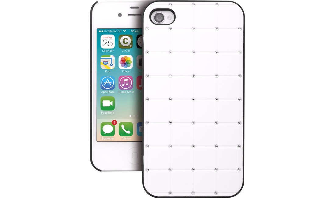 Cover hvid med rhinestone iPhone 4/4S