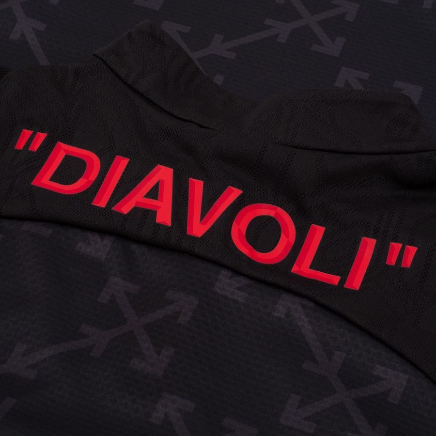 Milan AC X Off-White Maillot d'Entraînement Avant-Match Fermeture Éclair 1/4 - Noir/For All Time Red ÉDITION LIMITÉE