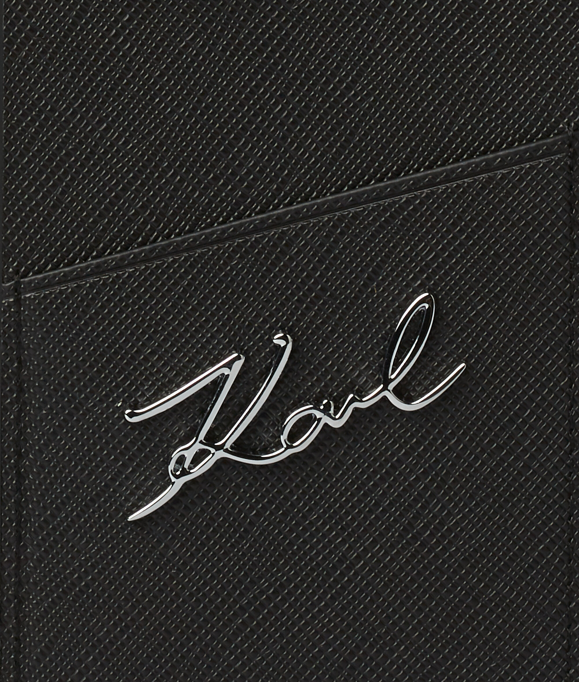 Étui de protection pour iPhone 14 Pro avec fente pour cartes ornée du logo Karl Signature