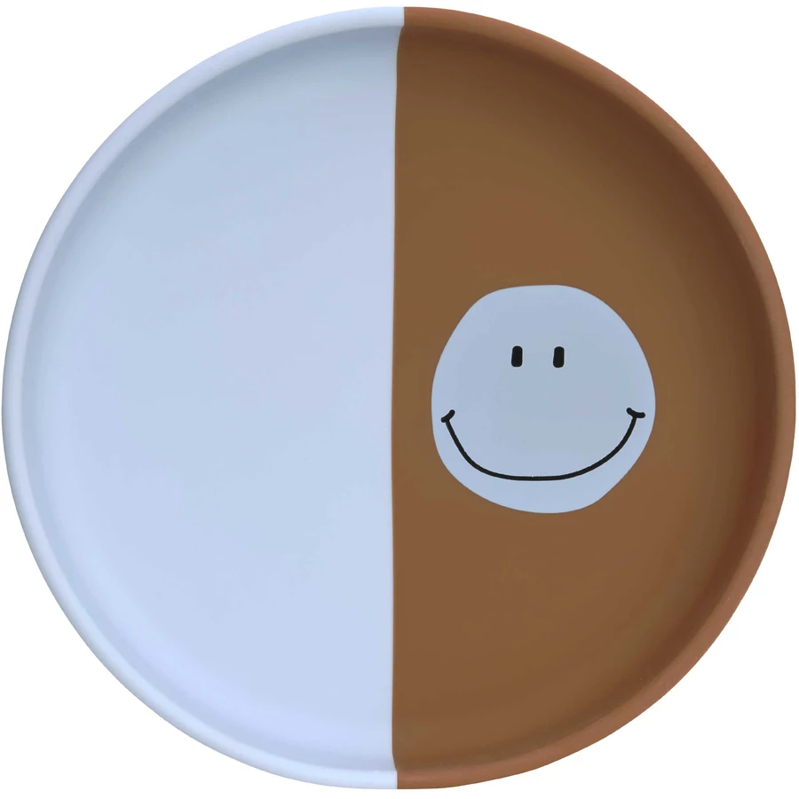 LÄSSIG Teller aus Silikon, Happy Rascals Smile sky blue