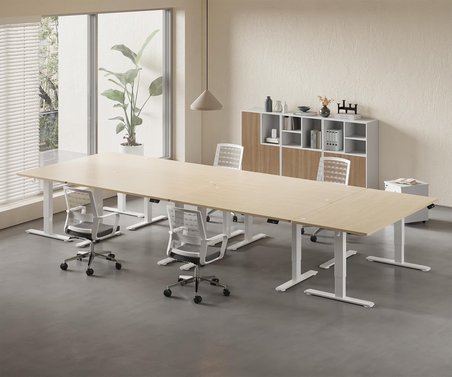 Homall Höhenverstellbarer Schreibtisch 160x80cm mit USB-A Ladeanschluss, Elektrischer Schreibtisch mit Kabel Management Tray, Standing Desk mit 3 Memory Funktion, Computertisch Beige