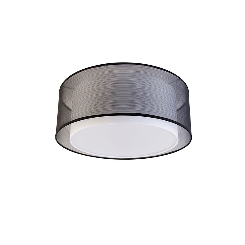 Moderne plafonnière zwart met wit 50 cm 3-lichts - Drum Duo