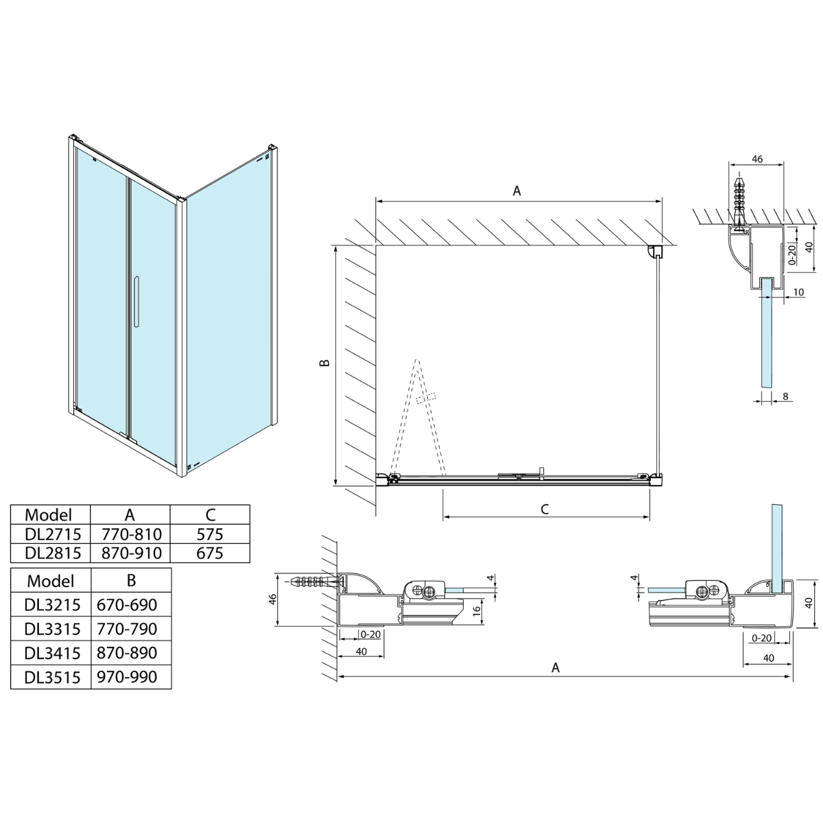 Polysan Lucis vierkante douchecabine met vouwdeur 90x90cm chroom