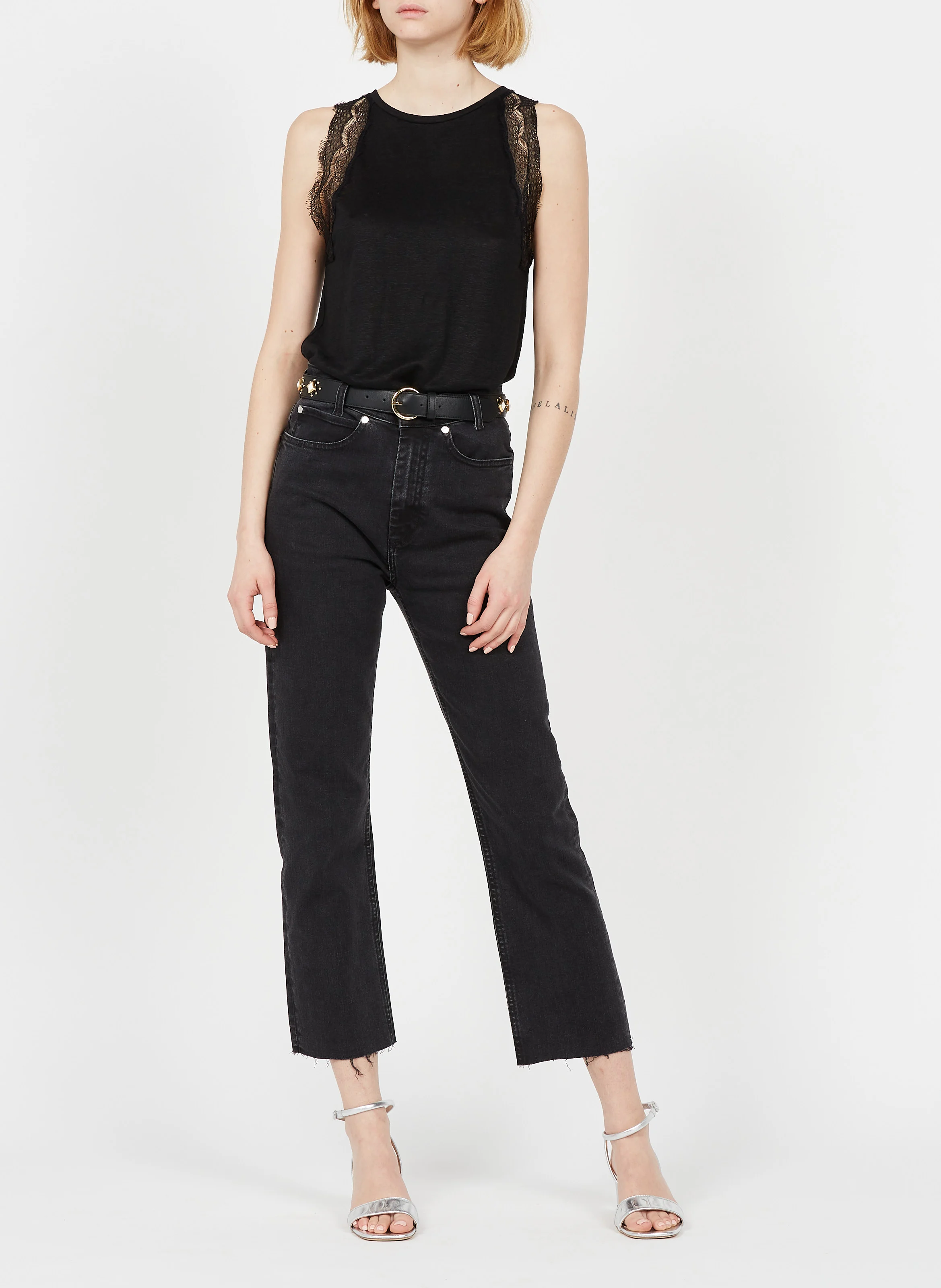Jean droit taille haute | Noir