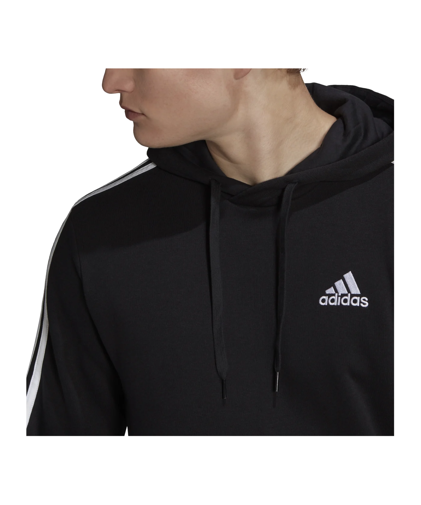 adidas 3 Stripes Hoody Schwarz Weiss