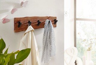 Garderobe 60 x 17 cm Akazie massiv/schwarz