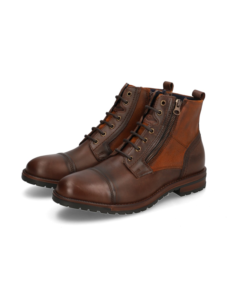 Lederkombination Schnürstiefelette