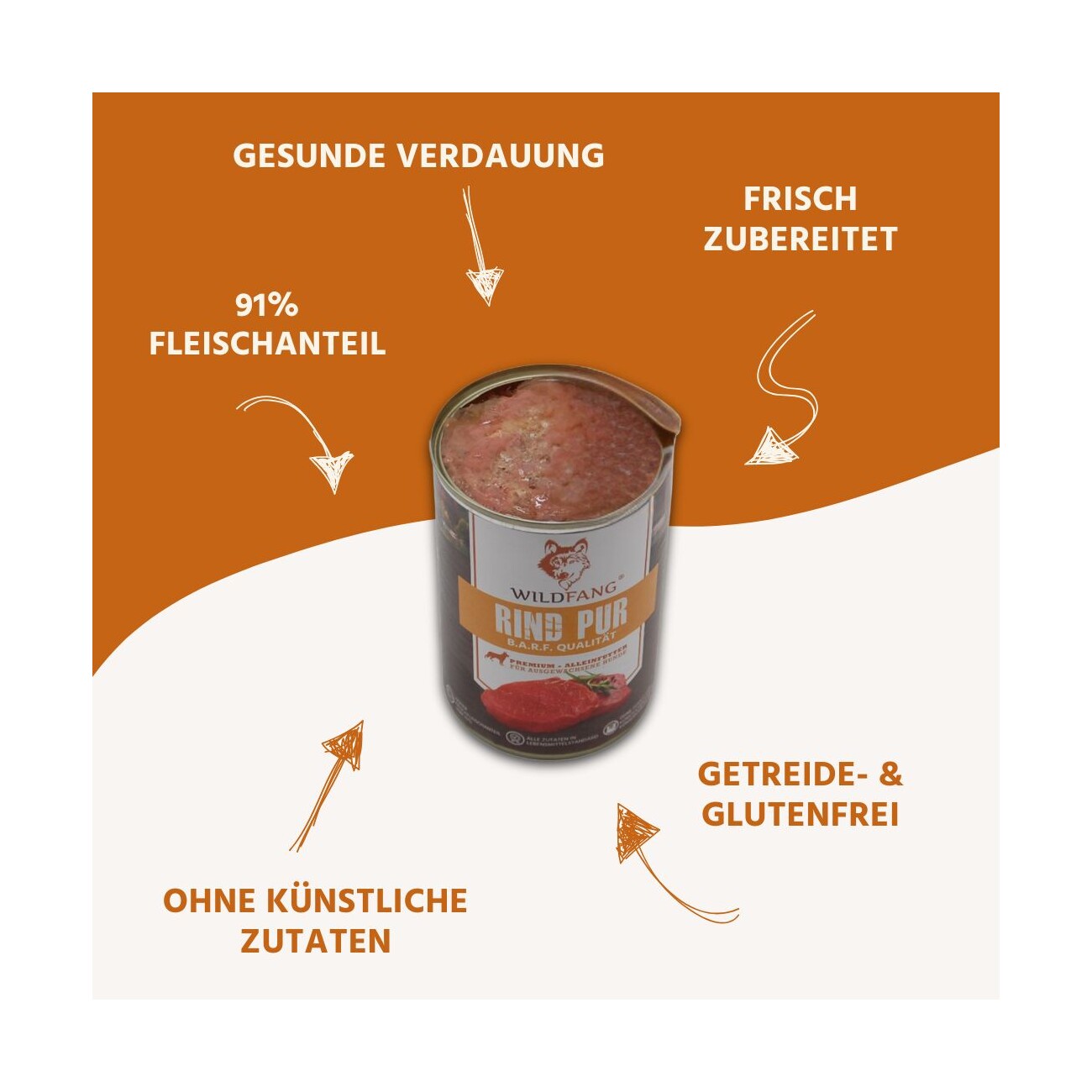 Wildfang ® Nassfutter Rind pur BARF 400 g