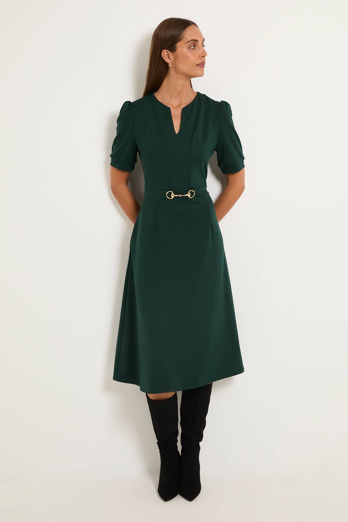 Wallis Robe Midi En Ponte Avec Garniture Mors De Filet