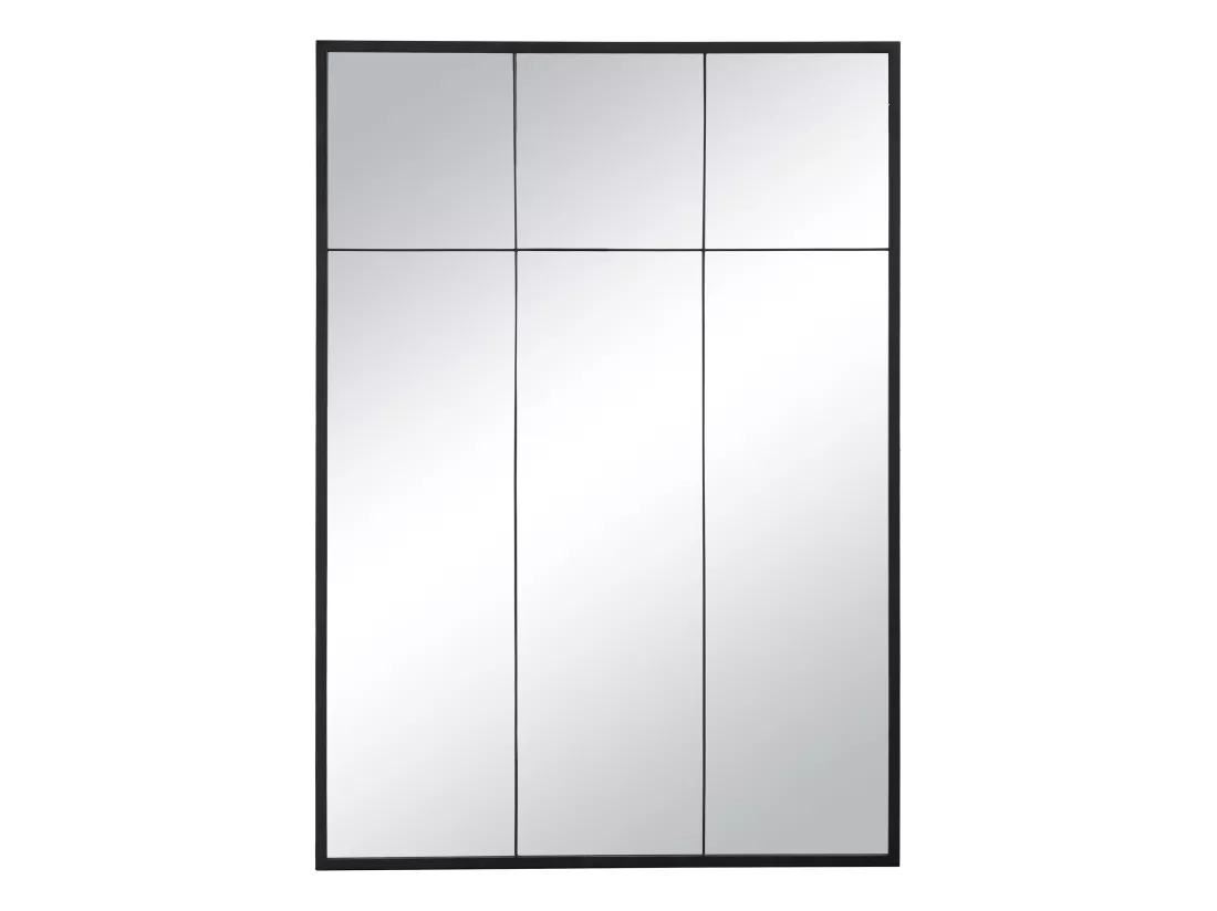 Miroir fenêtre industriel en fer - L.105 x H.150 cm - Noir - BELLAGIO