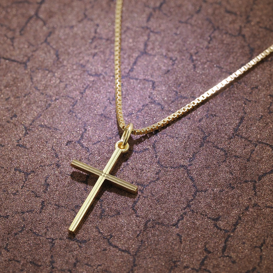 trendor Kreuz-Anhänger Gold 333 mit goldplattierter Halskette gold