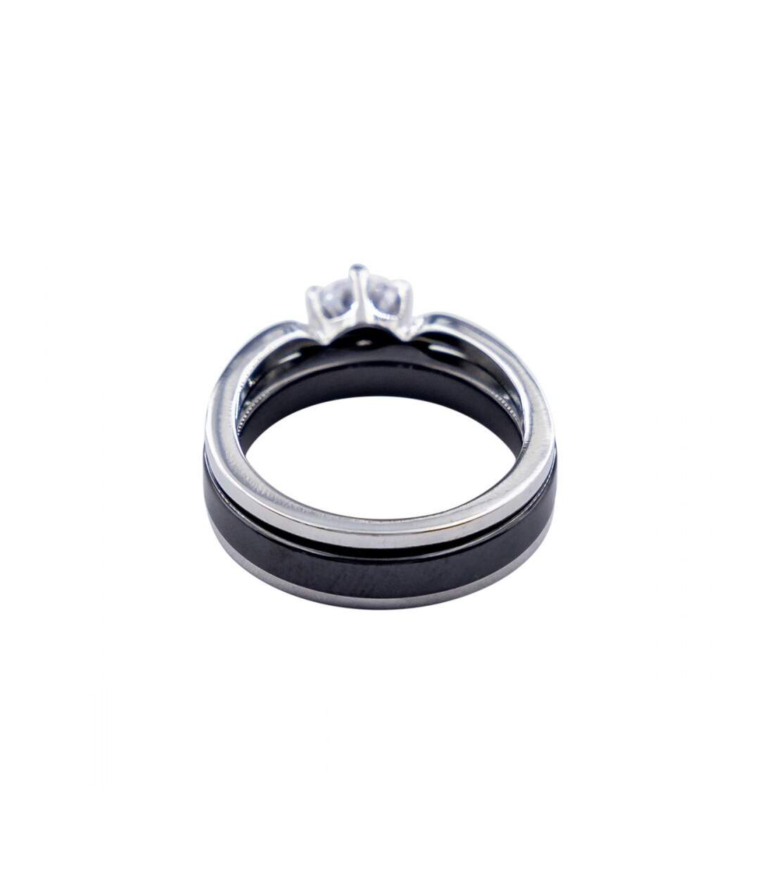 Coffret Bague Femme Trois en Une en Céramique Ornée Zirconium
