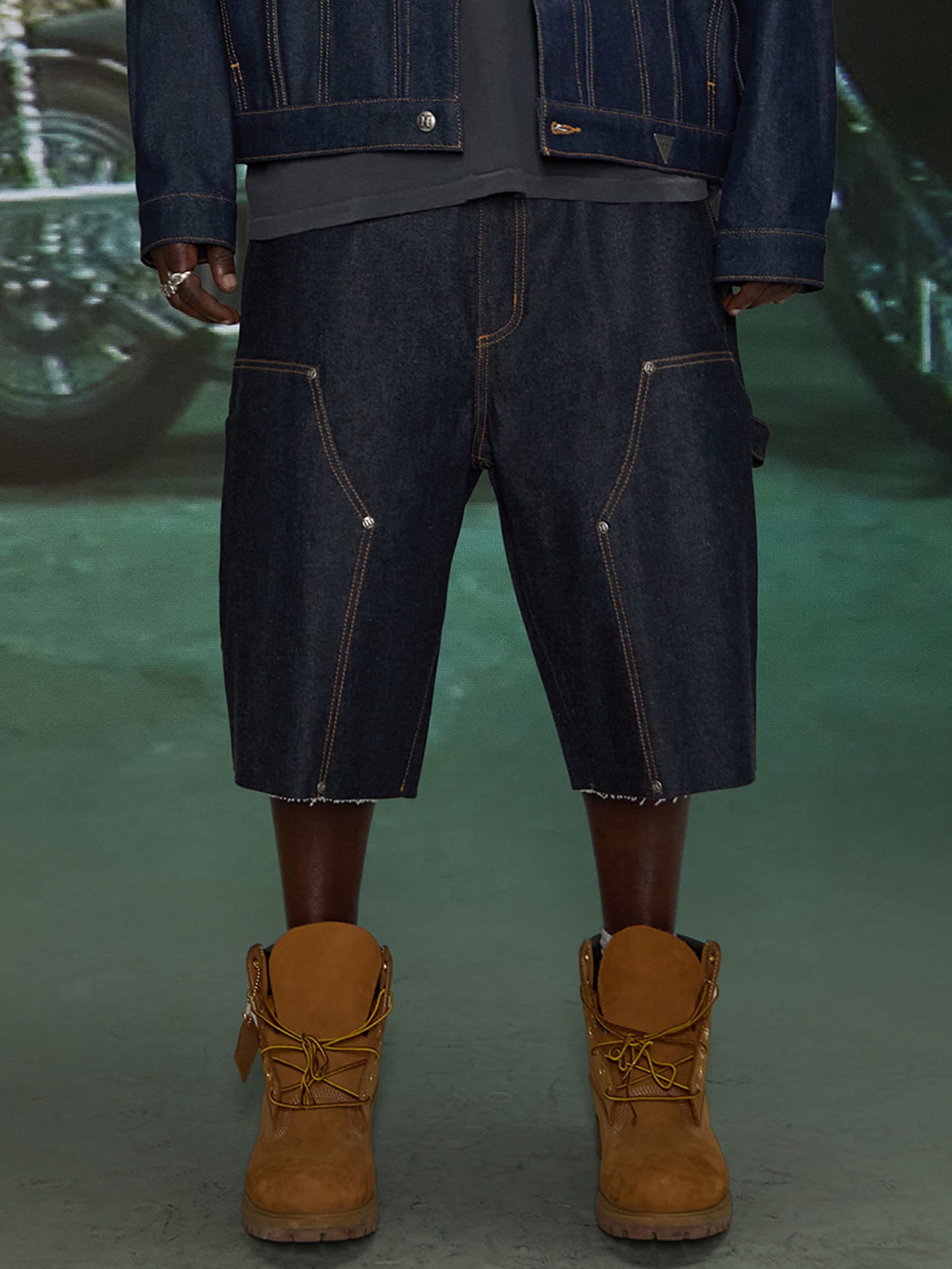 Shorts de carpinteiro em denim cru HARDSTONE