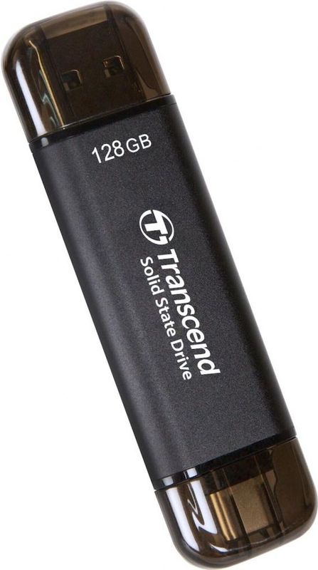 Transcend - ESD310C - USB-stick - Zwart - 128 GB - USB-A - USB-C