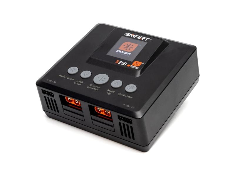Spektrum Dual-Ladegerät S250 AC 2 x 50W Smart 1-4S Modellbau-Ladegerät mit 2 Ausgängen für 1-4S LiPo Akkus
