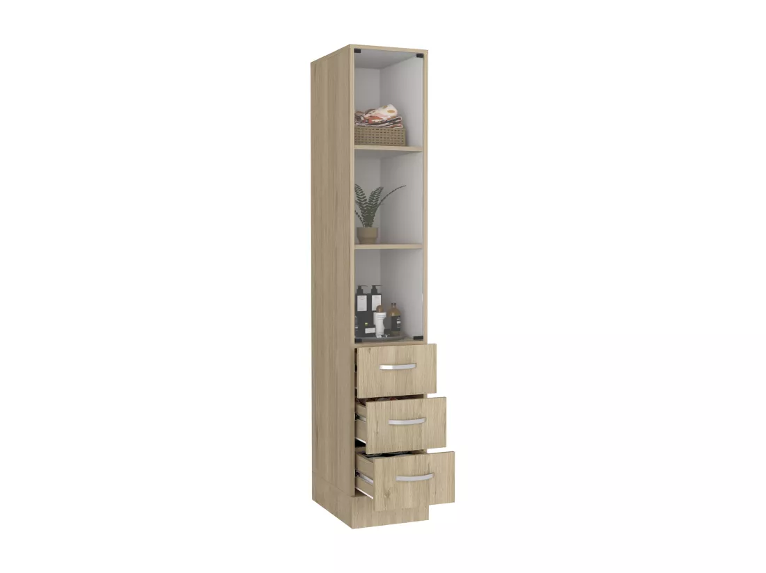 Vanguard Salle de bain Closet. Avec trois larges tiroirs. 17,56 cm P x 30,4 cm L x 173,45 cm A. Rovere / White