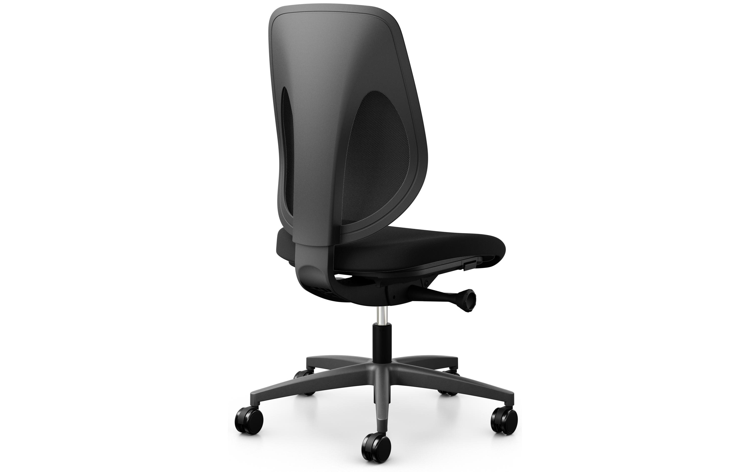 Bürostuhl 353 mit Netzrücken, ohne Armlehnen, Schwarz<br>Arbeitsstuhl mit Rücken- und Sitztiefenverstellung