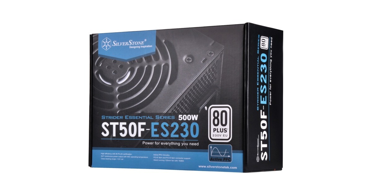 SilverStoneStrider Essential ST50F-ES230 500 watt voeding   (Zwart, 2x PCIe)