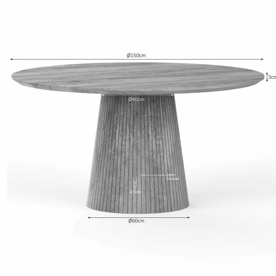 Eettafel Rond Taupe Hout - 150x150x76cm - Solana