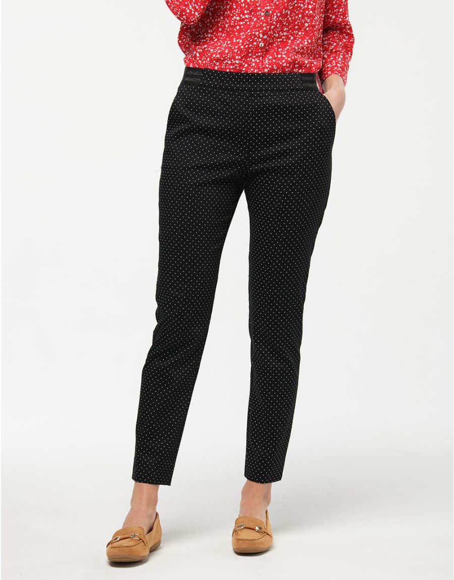 Jegging noir à pois coton