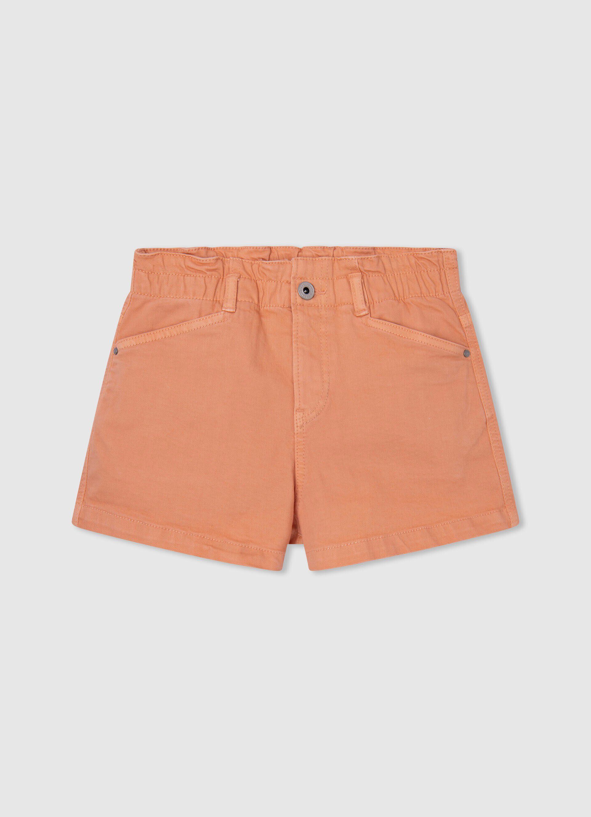 Calça pantacourt jeans curta - pêssego laranja