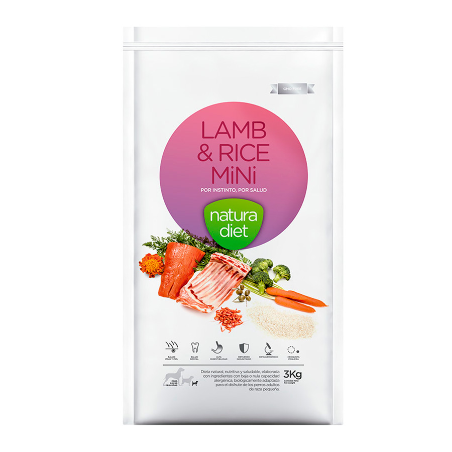 Ração para cães Natura Diet Adult Mini Daily Food com cordeiro e arroz