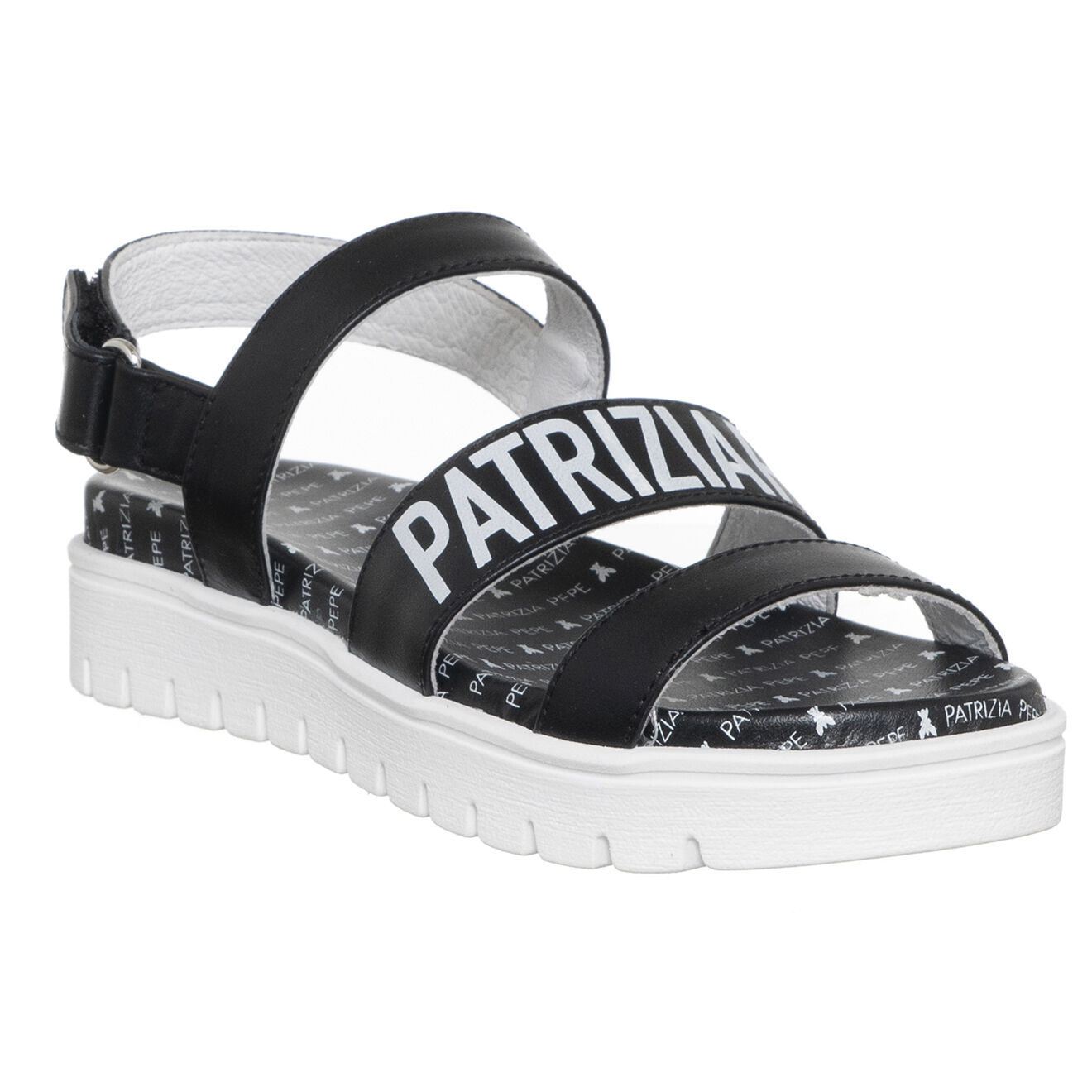 Patrizia Pepe Sandales en Cuir Vimala noir/blanc