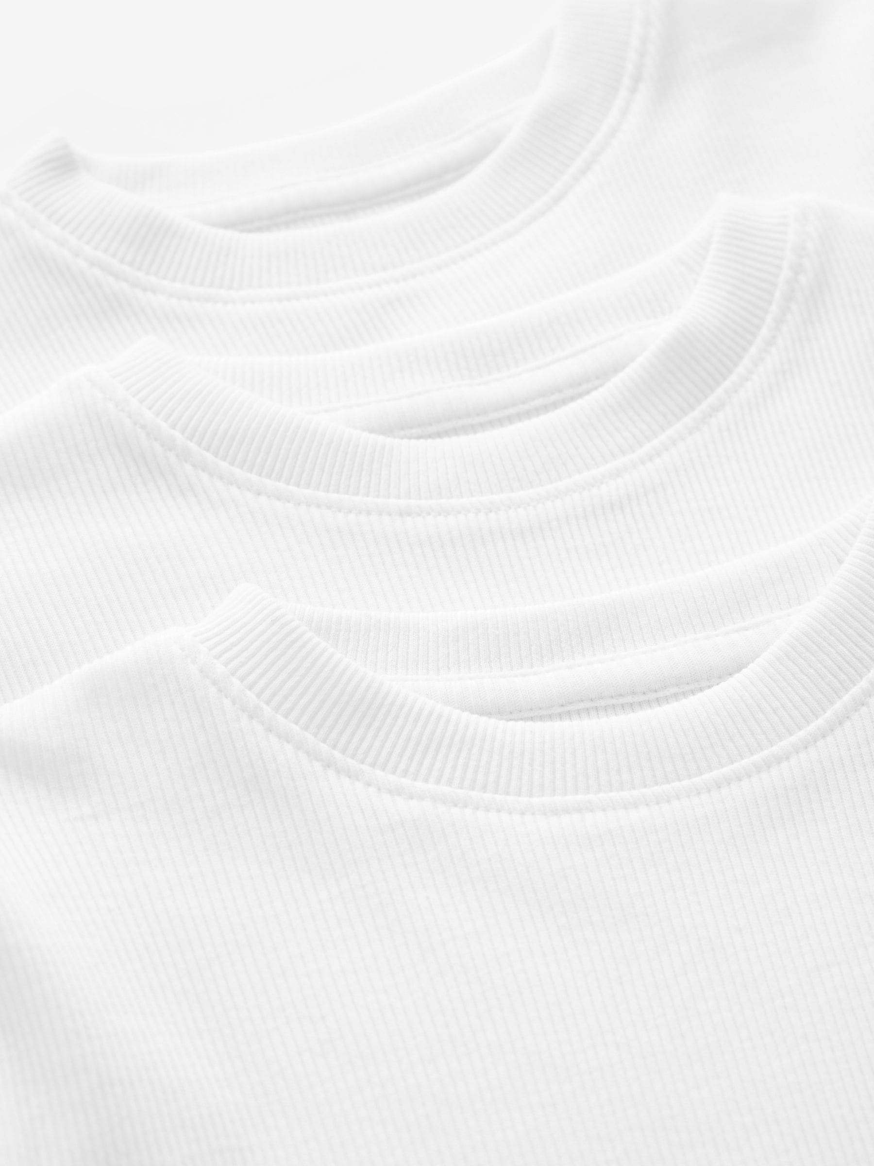 Wit - Set van 3 stuks 100% katoenen T-shirts met lange mouwen, (1.5-16jr)