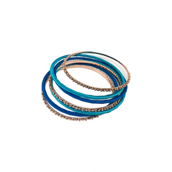 Conjunto de 7 Pulseiras em Tons de Azul e Dourado - 3058-B20776-1948