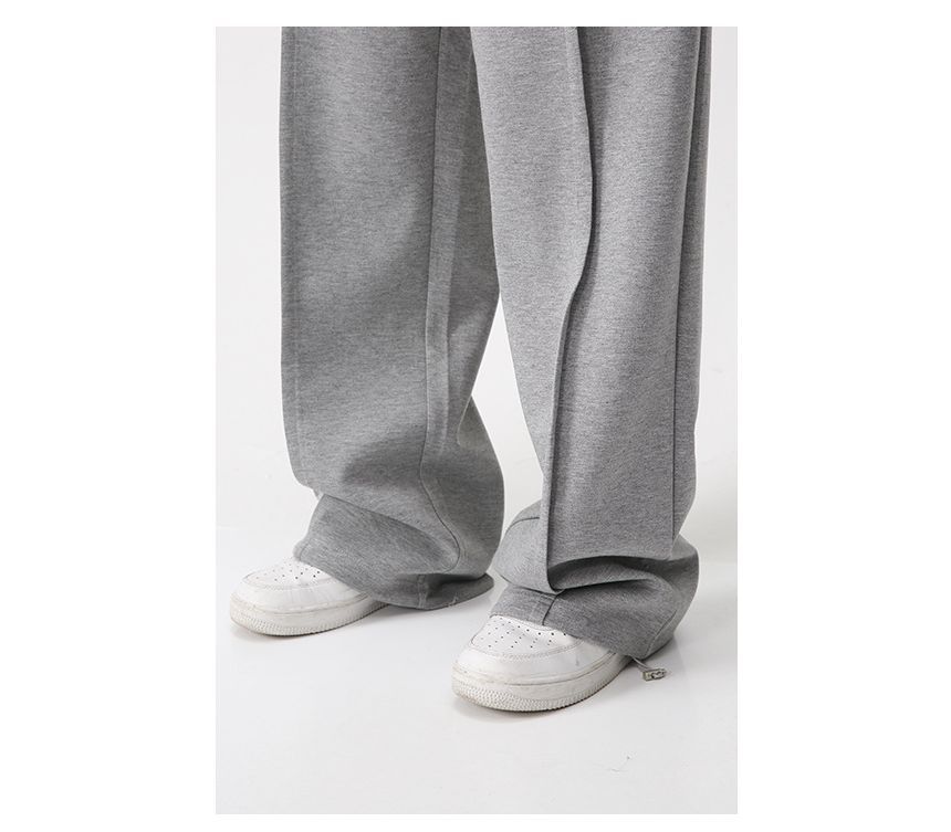 FAERIS - Mock-Neck Plain Zip-Up Jacket / High Waist Wide Leg Pants