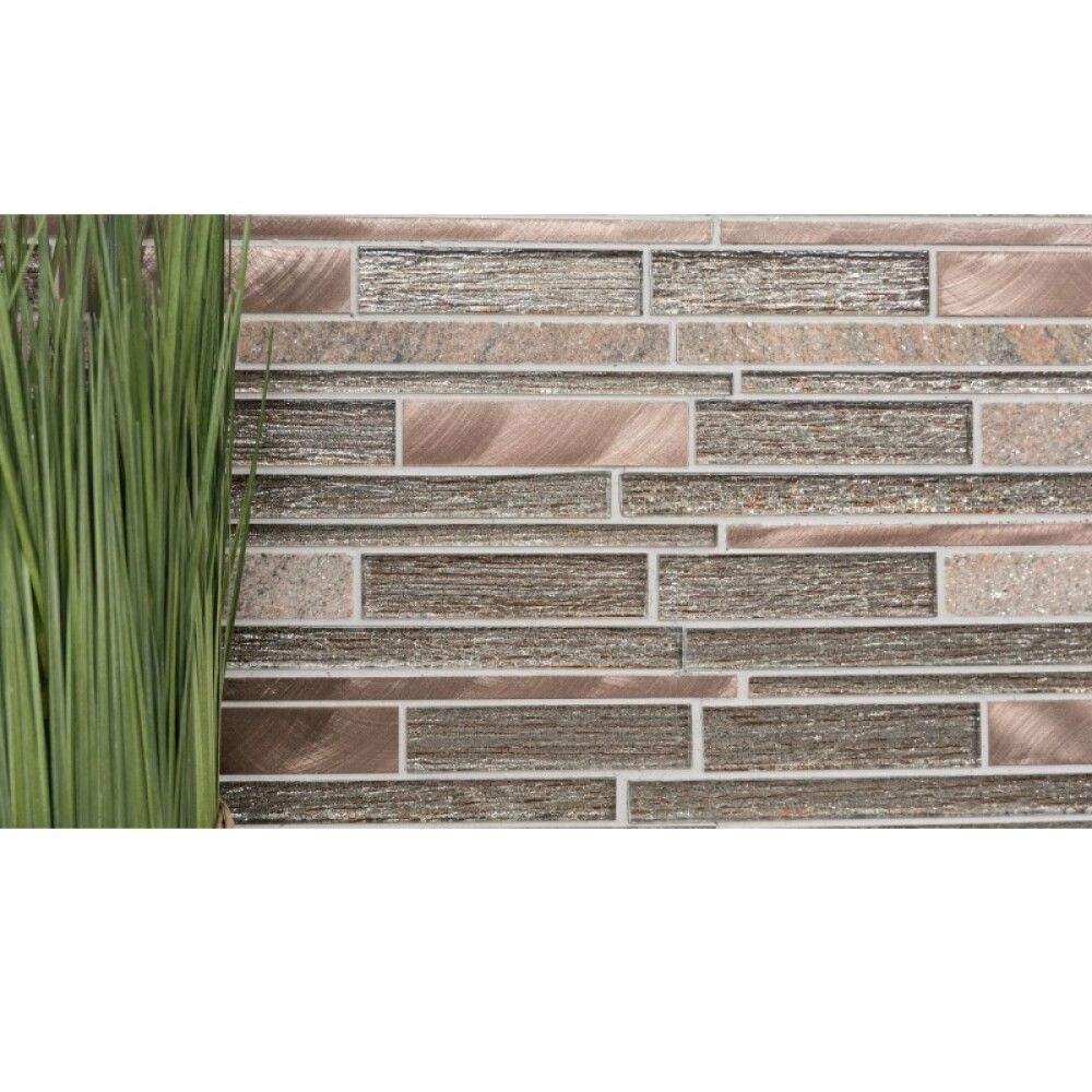 MOSAIKK INTERLOCK CRYSTAL/STONE/ALLOY MIX BEIGE/COPPER XAM