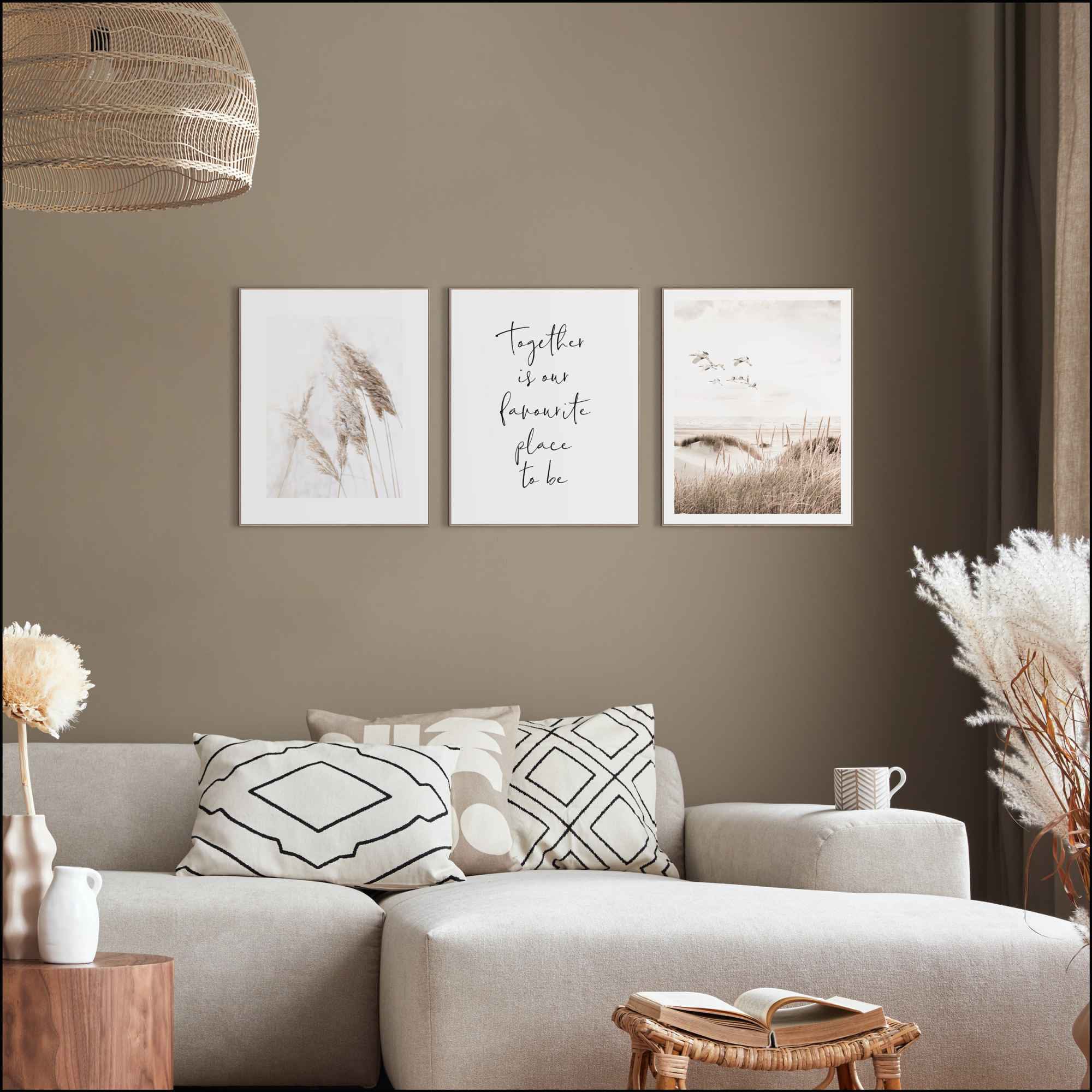 Reinders! Wandbild »Zusammen Kraniche - Strand - Dünen - Natur - Liebe« 3 Stk. tlg.