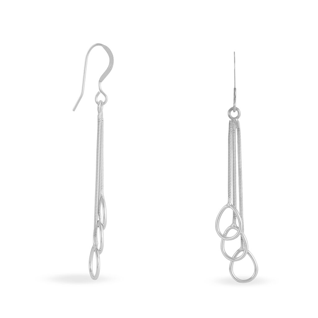 Boucles D'oreilles Pendantes Flat Argent Blanc