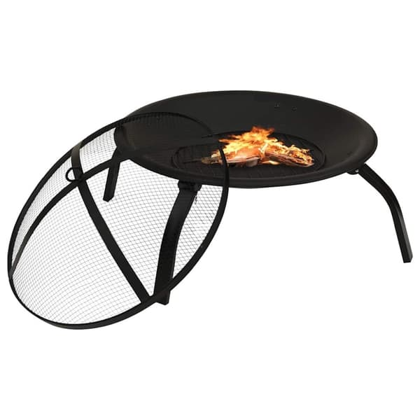 vidaXL 2-i-1 Bålfat og grill med ildrake 56x56x49 cm stål