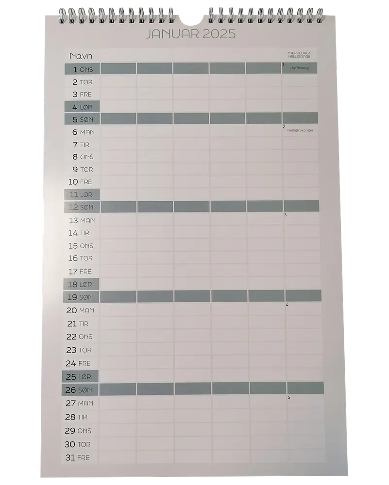 Familiekalender 2025 38,5 x 25 cm