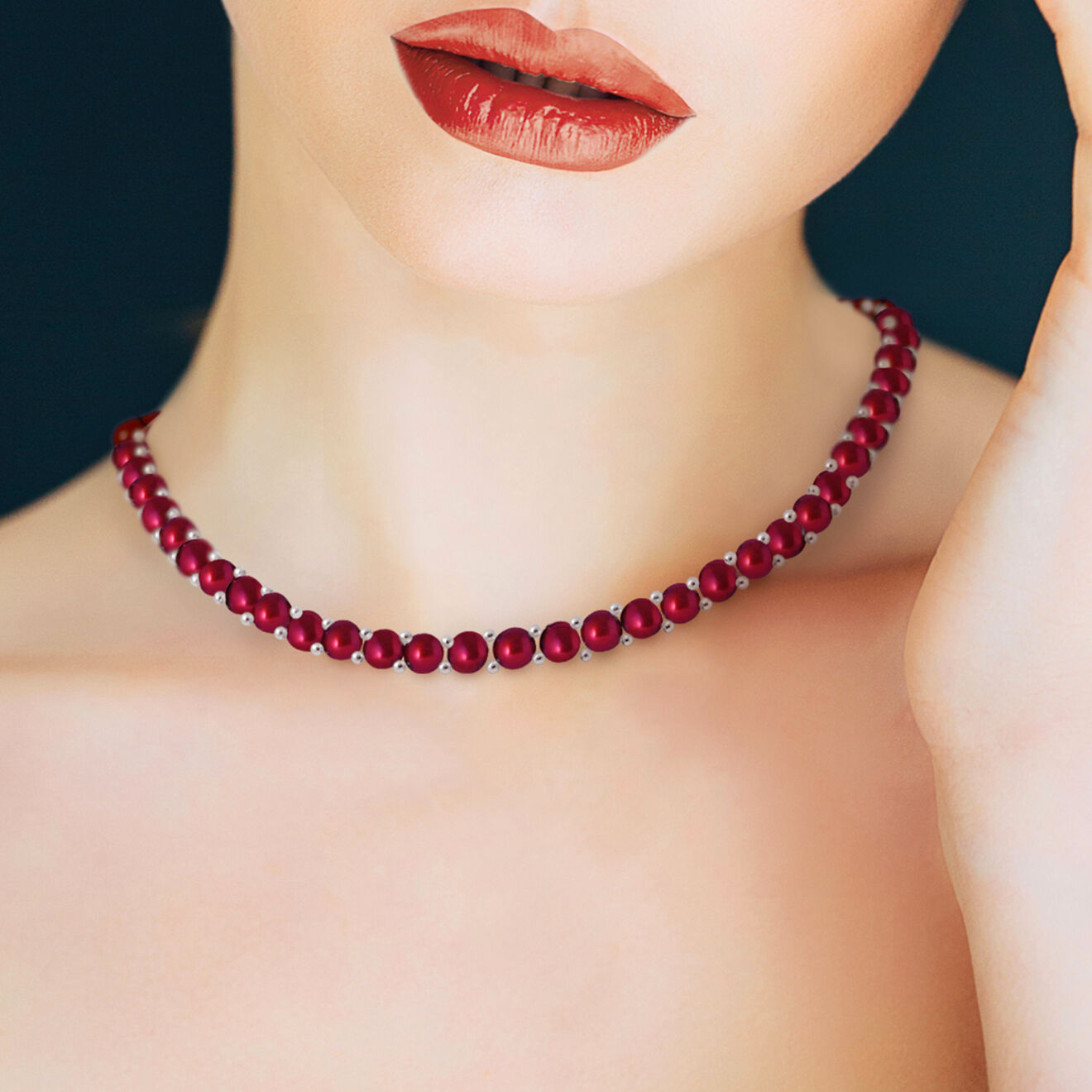 Mitzuko Collier Rang Perles d'Eau Douce cherry