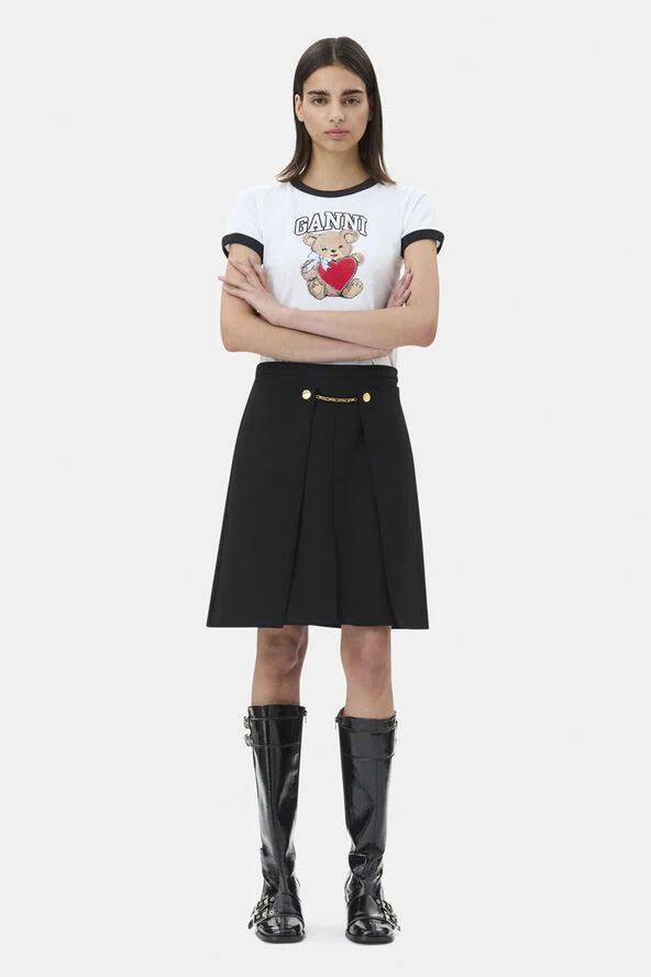 Ganni Light Twill Suiting Skirt Black