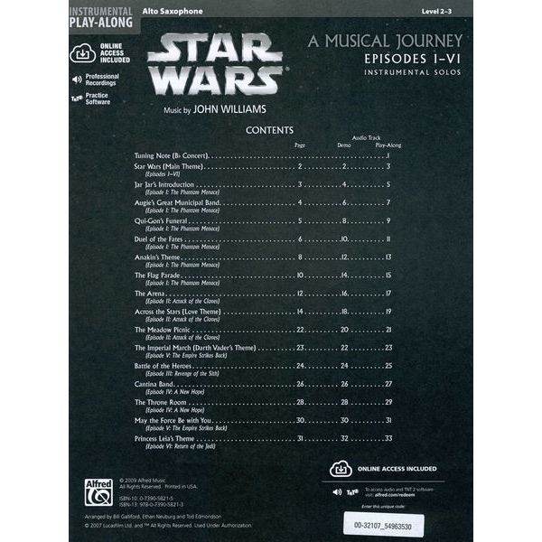 Alfred Music Publishing Star Wars Journey I-VI A-Sax