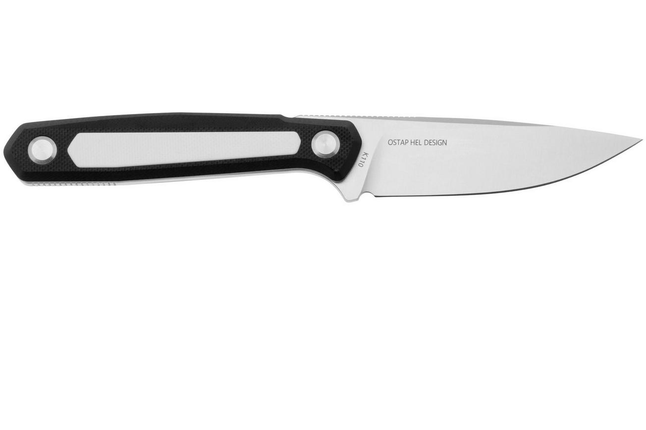Real Steel Dex 3501BW Böhler K110, Black White G10, vaststaand mes, Ostap Hel design