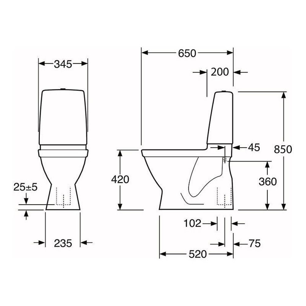 TOALETT GUSTAVSBERG SKANDIC 1400 HYGIENIC FLUSH
