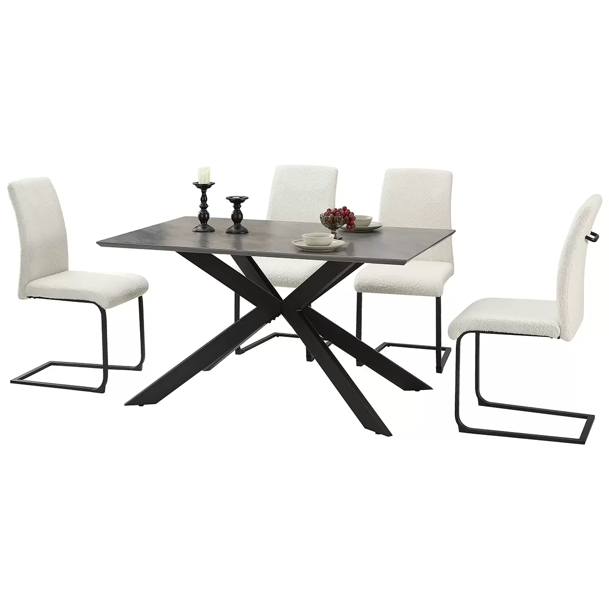 Tischgruppe Brisbane grau,schwarz,weiss