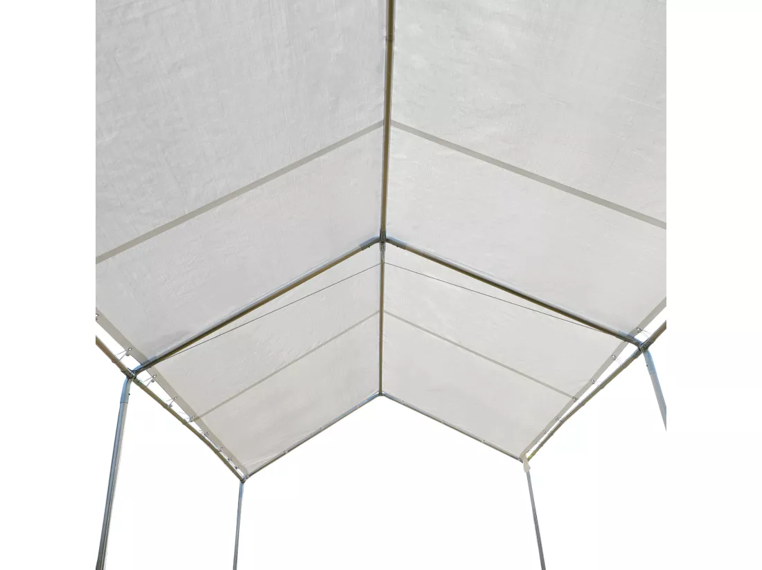 Carport auvent pour voiture 5,95L x 2,90l x 2,60H m acier galvanisé robuste PE haute densité blanc