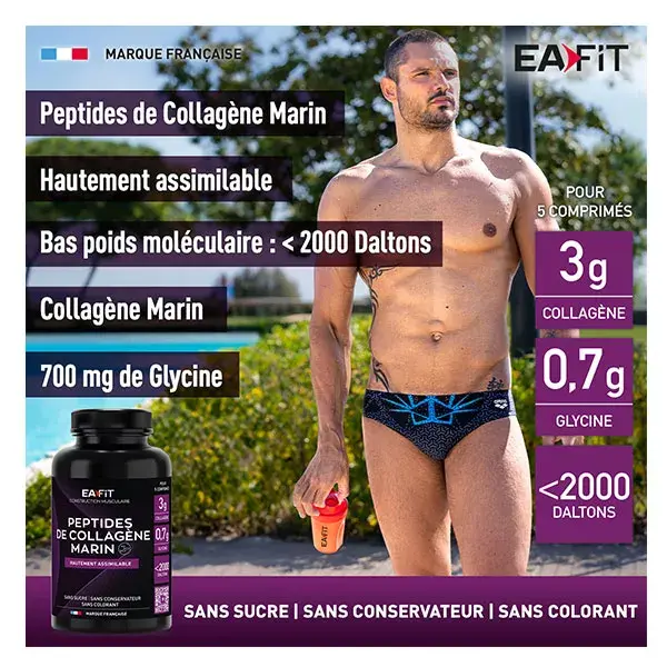 Peptídeos de colágeno marinho Eafit para o bem-estar muscular e articular, 120 comprimidos